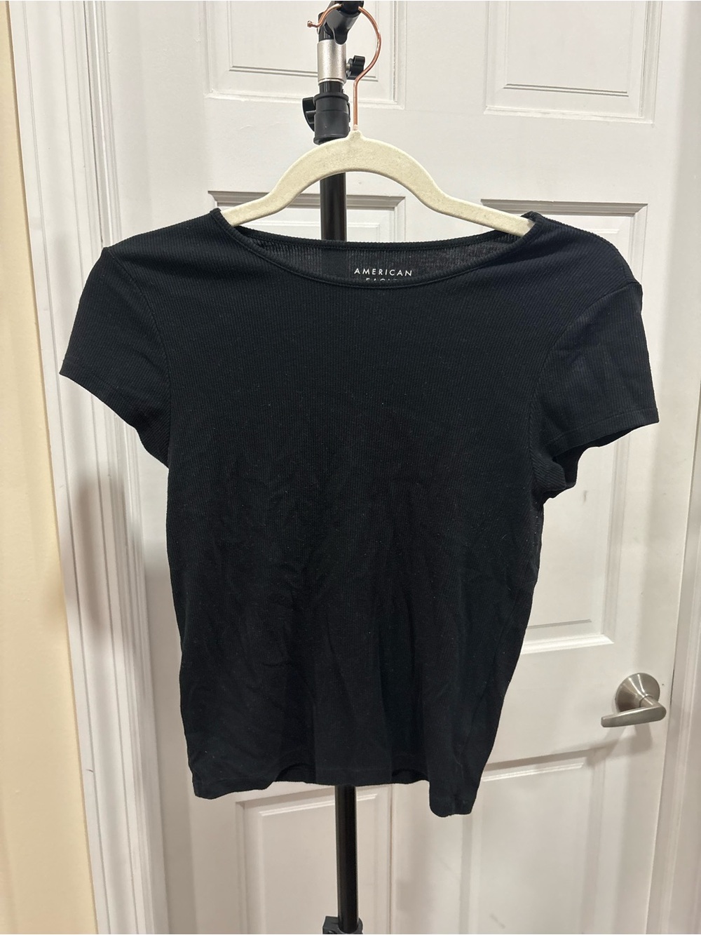 American Eagle Black Ribbed Tee
